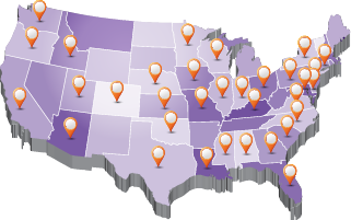 Image of United States showing where local specialty pharmacies within the XHANCE PPN are located